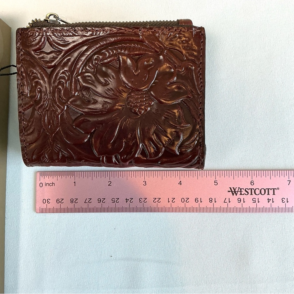 Patricia Nash Erica Wallet & Liscia Mirror, Hand Tooled Brown Leather - Picture 3 of 9